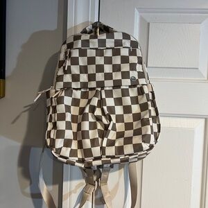 Iris & Rainbow Checkered Brown and Cream Backpack